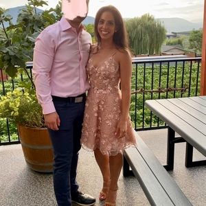 Sz 4 Patricia Bonaldi PatBo Sheer Top Lined Skirt Embellished Cocktail Dress